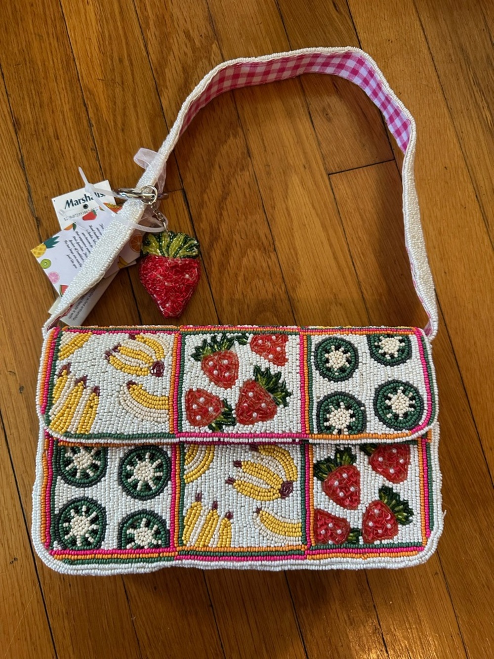 🍓 Beaded Fruit Patchwork Shoulder Bag | Strawberries, Bananas & Citrus | viral!!